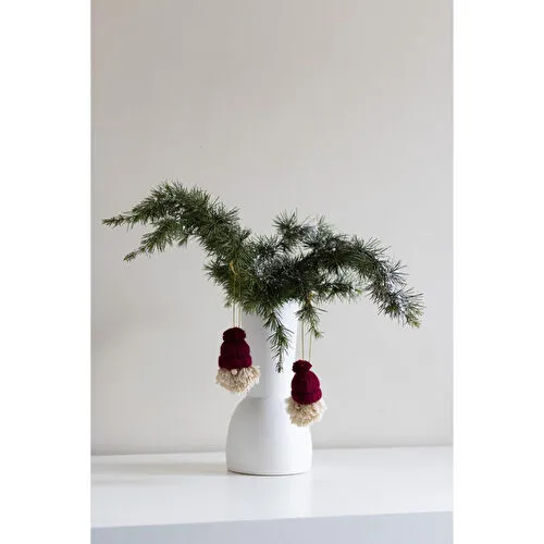 Beige & Stone Yılbaşı 2li Set Cüce Çam Ağacı Noel Baba Süs