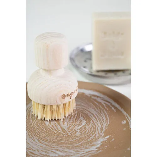 Beige & Stone Doğal Mutfak Seti | 11,5 Cm Çelik Sabunluk & Zeytinyağlı Katı Bulaşık Sabunu 100 Gr