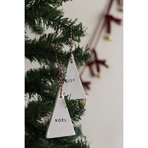 Beige & Stone Yılbaşı El Yapımı Seramik Noel Çam Ağacı Süsü