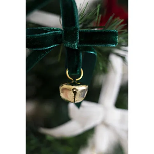 Beige & Stone Yılbaşı Kadife Kurdele Gold Zilli Zincir Noel Çam Ağaç Süsü