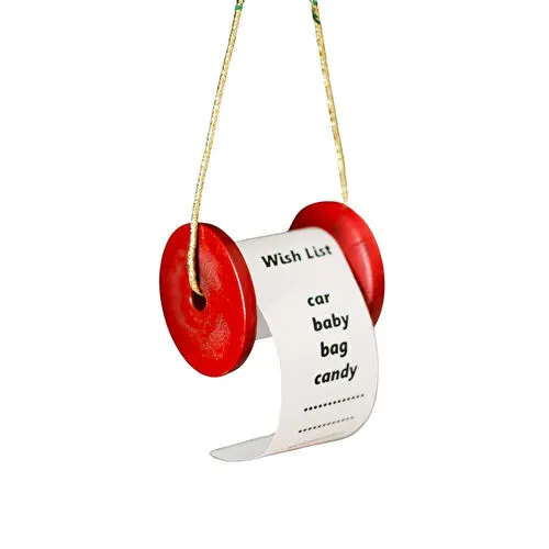 Beige & Stone Yılbaşı Ağacı Süsü Kırmızı Dilek Hediye Liste Makarası