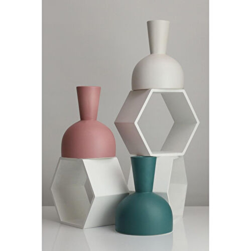 Beige & Stone Laura Pink Vazo Dekoratif Obje