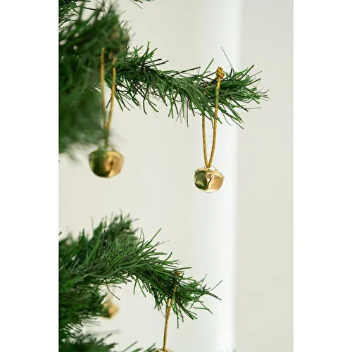 Beige & Stone Yılbaşı Ağaç Süsü Gold Zil 5'li