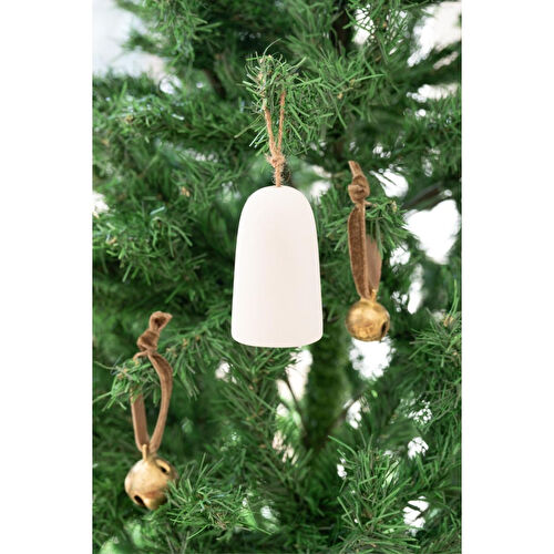 Beige & Stone X Den.interiors Yılbaşı Ağaç Süsü Seramik Beyaz Çan