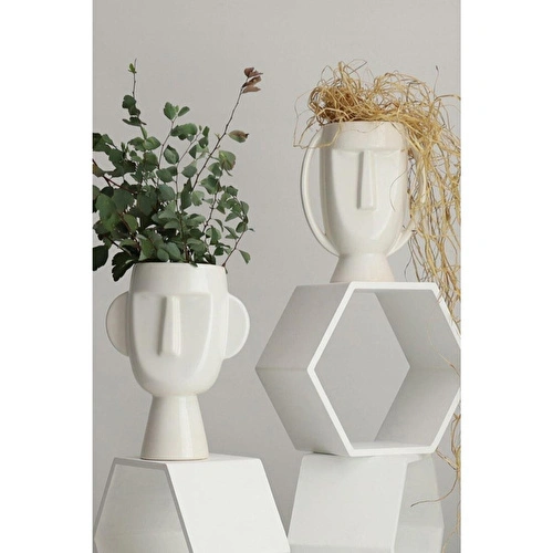 Beige & Stone Mr. Nordic Face Vazo Dekoratif Obje Beige & Stone Mr. Nordic Face Vazo Dekoratif Obje