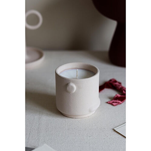 Beige & Stone Dekoratif Amber Kokulu Mum