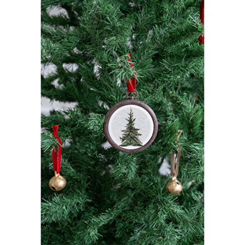 Beige & Stone X Den.i̇nteriors Yılbaşı Ağaç Süsü Baskılı Kasnak Pano Ağaç