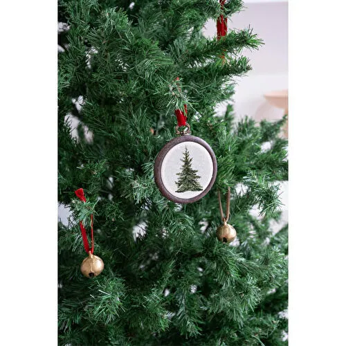 Beige & Stone X Den.i̇nteriors Yılbaşı Ağaç Süsü Baskılı Kasnak Pano Ağaç