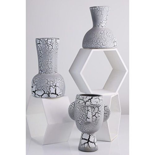 Beige & Stone Mr. Nordic Face Vazo Dekoratif Obje