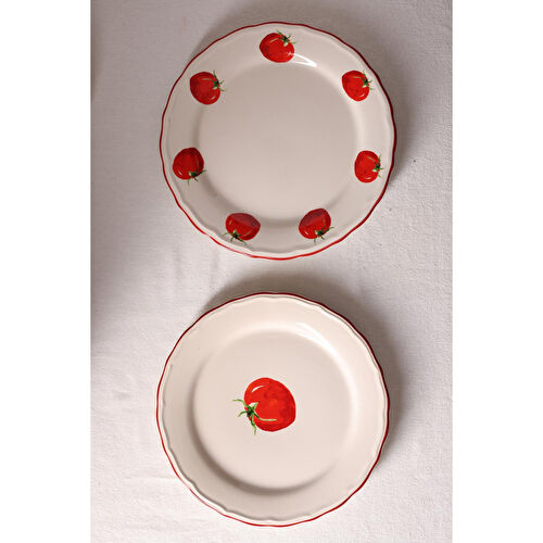 Rakle Pomodoro Stoneware 4'lü Pasta Tabağı Seti 21 Cm