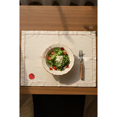 Rakle Pomodoro Keten Nakış İşlemeli 2'li Amerikan Servisi 35x40 Cm Rakle Pomodoro Keten Nakış İşlemeli 2'li Amerikan Servisi 35x40 Cm