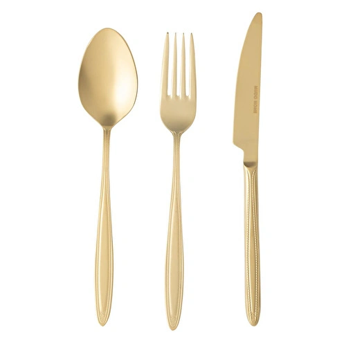 Mudo Home Essen 18 Parça Yemek Çatal Kaşik Biçak Seti̇ Mat Gold
