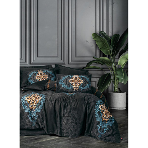 Cotton Box Palace Saten Çift Kişilik Nevresim Takımı Dorhan Siyah