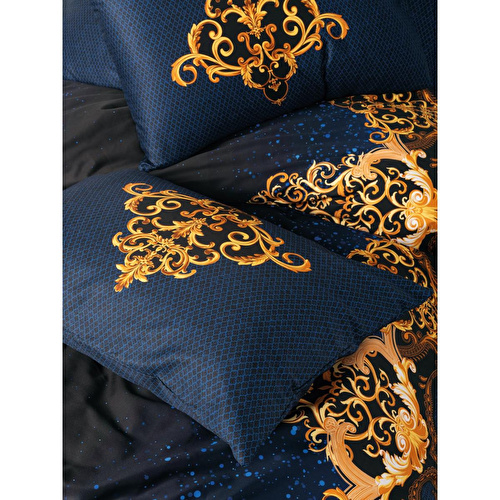 Cotton Box Palace Saten Çift Kişilik Nevresim Takımı Tutsu Lacivert