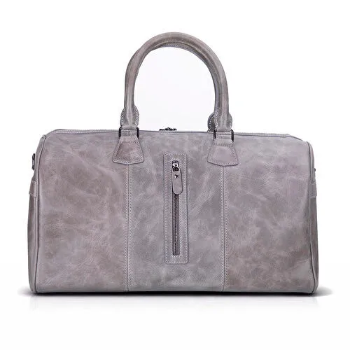 Bloominbag Bloomvoyage Ash Gray Hakiki Deri Duffle Çanta - Kadın Seyahat & Hafta Sonu Çantası
