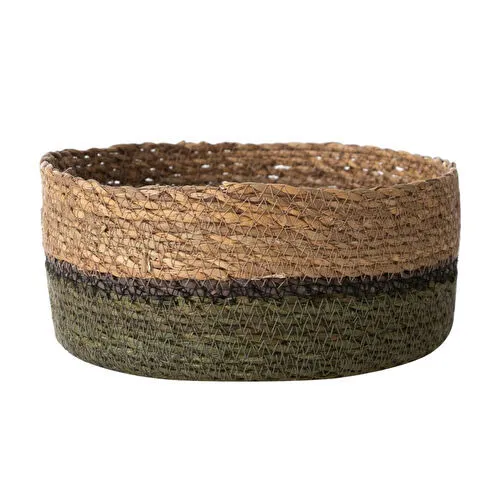 Mudo Home Yeşi̇l Natürel Yuvarlak Düz Sepet M 21 Cm