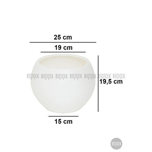Biçiçek Plastik Küre Saksı 25 Cm Çap Beyaz