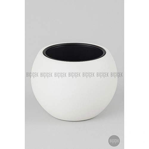 Biçiçek Plastik Küre Saksı 25 Cm Çap Beyaz