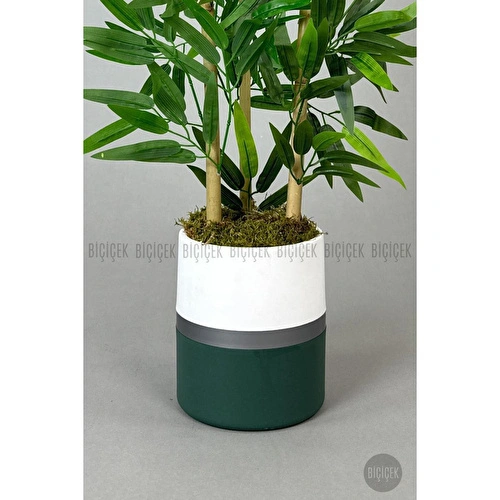 Biçiçek Yapay Bambu Ağacı 100cm Lux Saksı Yeşil-gümüş Biçiçek Yapay Bambu Ağacı 100cm Lux Saksı Yeşil-gümüş