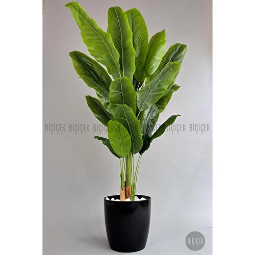 Biçiçek Yapay Ağaç Starliçe Bambu Gövdeli 220cm Büyük Boy Siyah Renk Yakut Saksıda