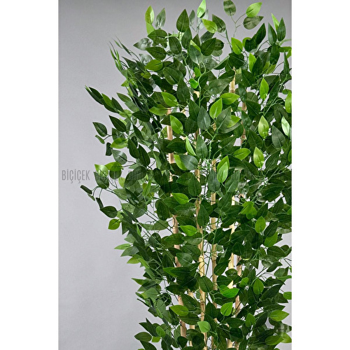 Biçiçek Yapay Benjamin Ağacı 170cm Krem Metal Saksıda Gümüş