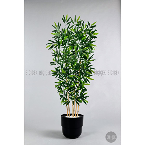 Biçiçek Yapay Bambu Ağacı 6 Dallı 150 Cm Yoğun Yapraklı Siyah