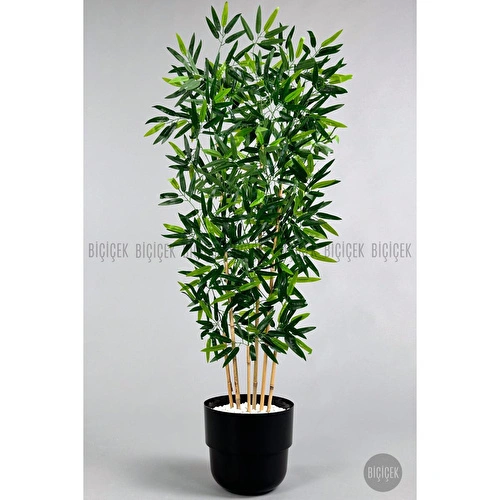Biçiçek Yapay Bambu Ağacı 6 Dallı 150 Cm Yoğun Yapraklı Siyah