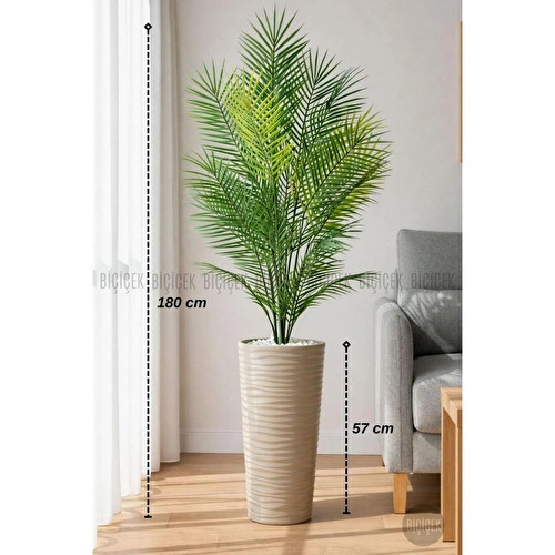 Biçiçek 180 Cm Areka Ağaci 24 Yaprakli Li̇lyum Saksida Kahverengi