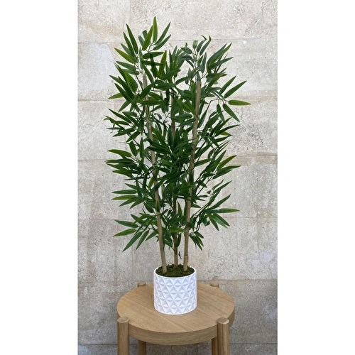 Biçiçek 110 Cm Yapay Bambu Ağacı Beton Tasarım Saksı