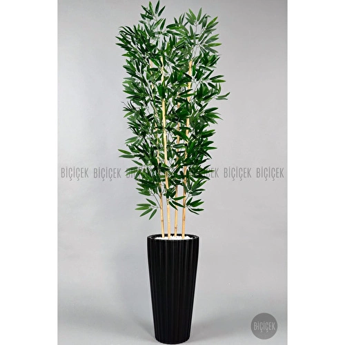 Biçiçek Yapay Bambu Ve Benjamin 4 Dal Yoğun Yapraklı 180 Cm Siyahbambu