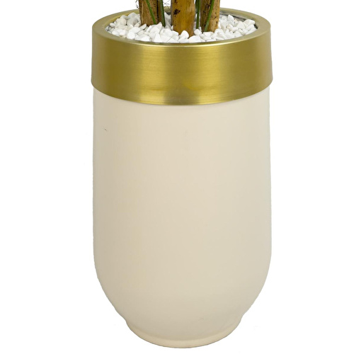 Biçiçek Areka Palmiyesi 160cm Krem Gold Metal Darbuka Saksıda