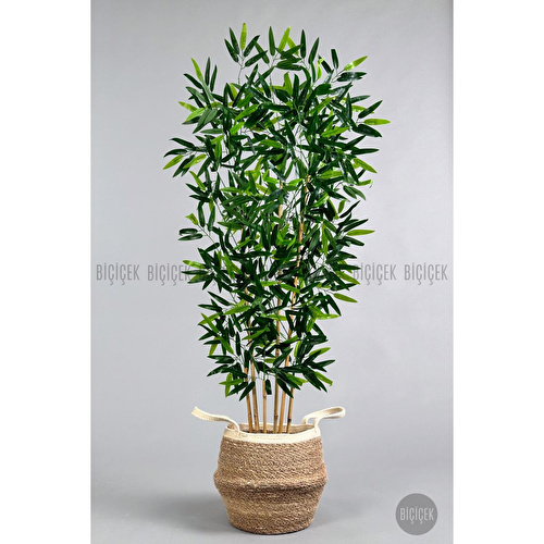 Biçiçek Yapay Bambu Ağacı 6 Dallı 150 Cm Yoğun Yapraklı Hasır3