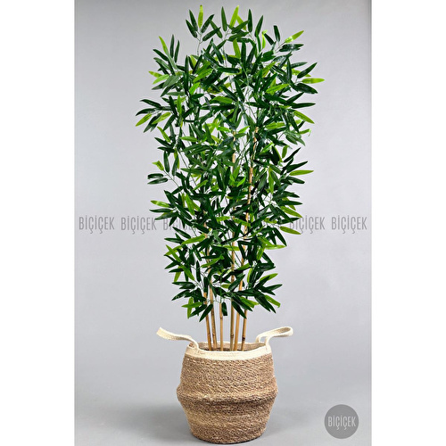 Biçiçek Yapay Bambu Ağacı 6 Dallı 150 Cm Yoğun Yapraklı Hasır3