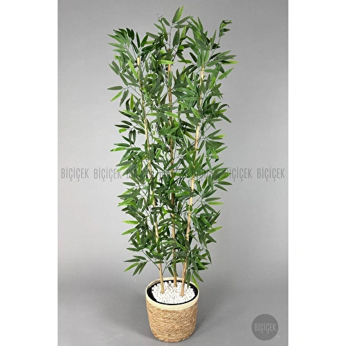 Biçiçek Yapay Bambu Ağacı 140cm Hasır Saksıda Siyah-gümüş Biçiçek Yapay Bambu Ağacı 140cm Hasır Saksıda Siyah-gümüş