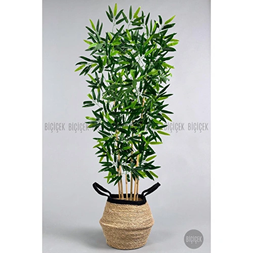 Biçiçek Yapay Bambu Ağacı 6 Dallı 150 Cm Yoğun Yapraklı Hasır4