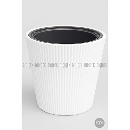 Biçiçek Luna Saksı 37 Cm Ve İç Kova Dahil Beyaz