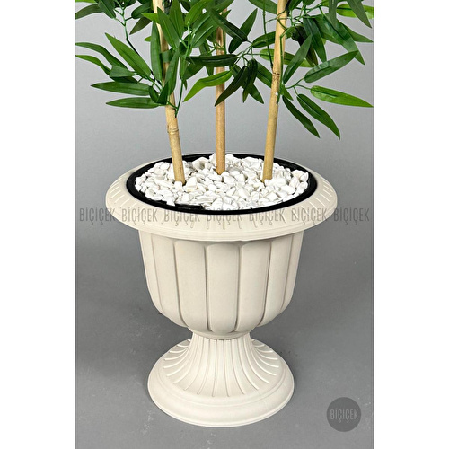 Biçiçek Yapay Bambu Ağacı 140cm Yoğun Yapraklı Kırık Beyaz Renk Nergis Saksıda Biçiçek Yapay Bambu Ağacı 140cm Yoğun Yapraklı Kırık Beyaz Renk Nergis Saksıda