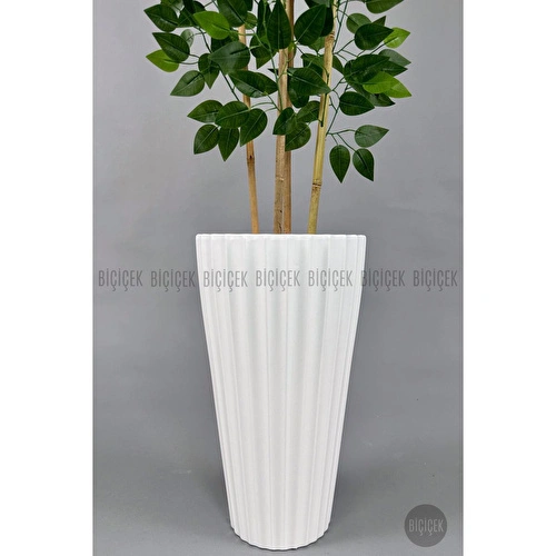 Biçiçek Yapay Bambu Ve Benjamin 4 Dal Yoğun Yapraklı 180 Cm Beyazbenjamin