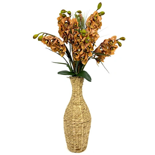 Biçiçek Luxury Leopar Singapur Orkide 120 Cm Hasır Bohem Vazoda