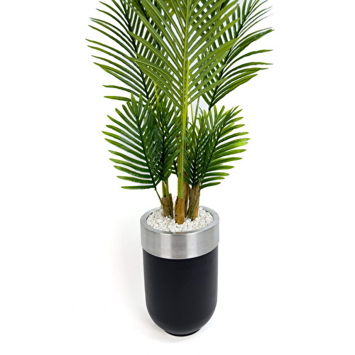 Biçiçek Areka Palmiyesi 160cm Siyah Gümüş Metal Darbuka Saksıda Biçiçek Areka Palmiyesi 160cm Siyah Gümüş Metal Darbuka Saksıda