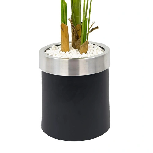 Biçiçek Muz Ağacı 200cm Siyah Gümüş Metal Saksıda Biçiçek Muz Ağacı 200cm Siyah Gümüş Metal Saksıda