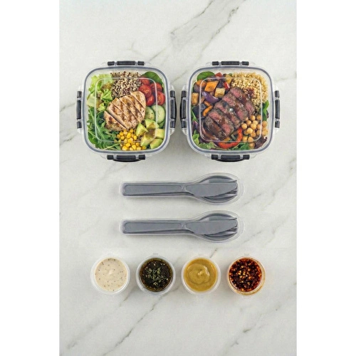 Vienev 2'li Kilitli Kapak 1075ml Yemek Saklama Kabı - Sosluk Ve Kaşık Setli Pratik Öğün Kabı Vienev 2'li Kilitli Kapak 1075ml Yemek Saklama Kabı - Sosluk Ve Kaşık Setli Pratik Öğün Kabı