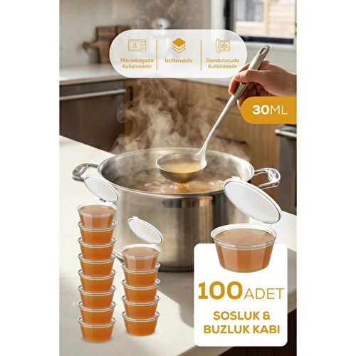 Vienev 100'lü Dondurucuya Uygun Saklama Kabı – 30 Ml İlik, Tavuk Suyu, Sos Ve İlaç Saklama Kabı