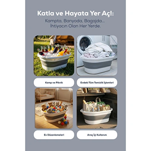 Vienev 38 L Katlanır Sepet Antrasit | Yer Kaplamayan Akordiyon Tasarım Vienev 38 L Katlanır Sepet Antrasit | Yer Kaplamayan Akordiyon Tasarım