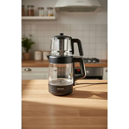 Bernardo Napoli Cam Demlikli Çay Makinesi Siyah