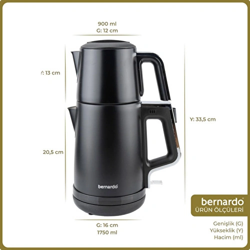 Bernardo Riva Çelik Çay Makinesi Siyah