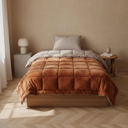 Othello Tek Kişilik Çift Taraflı Welsoft Comforter Yorgan Seti Orange 155x215 Cm - Dormio Soft Trigo Serisi