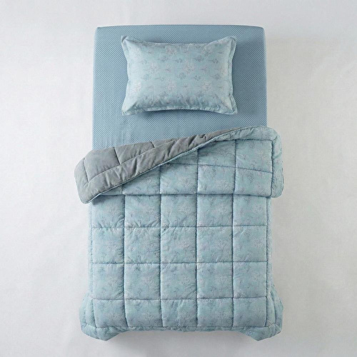 Othello Tek Kişilik Çift Taraflı Welsoft Comforter Yorgan Seti Mavi 155x215 Cm - Dormio Soft Bloom Serisi