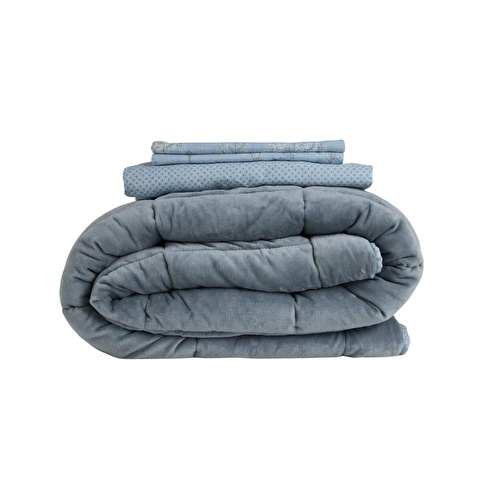 Othello Tek Kişilik Çift Taraflı Welsoft Comforter Yorgan Seti Mavi 155x215 Cm - Dormio Soft Bloom Serisi