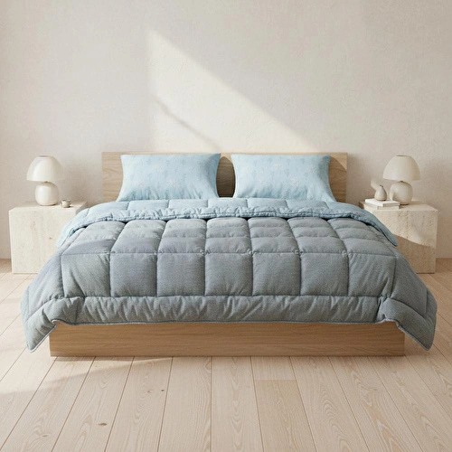 Othello Çift Kişilik Çift Taraflı Welsoft Comforter Yorgan Seti Mavi 195x215 Cm - Dormio Soft Bloom Serisi